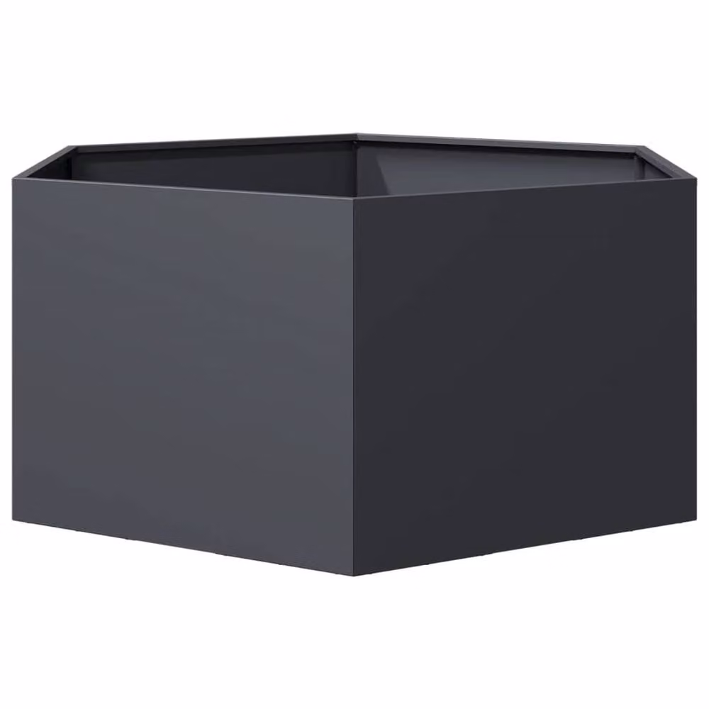 Berkfield Hexagon Steel Garden Planter in Anthracite and Black, W/D/H: 104 x 90 x 45 cm – 4
