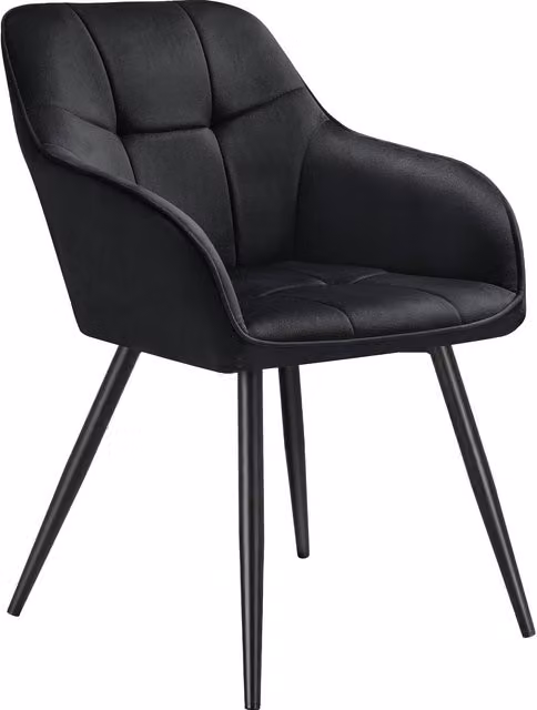 tectake Marilyn Dining Chair with Velvet-Look Fabric and Geometric Pattern in Black – 8