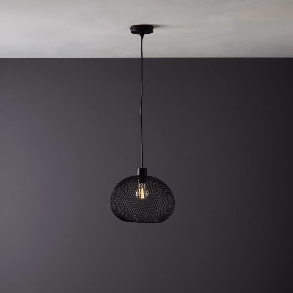 First Choice Lighting Dalya Modern Black Metal Mesh Pendant Light, Height Adjustable and Dimmable – 2