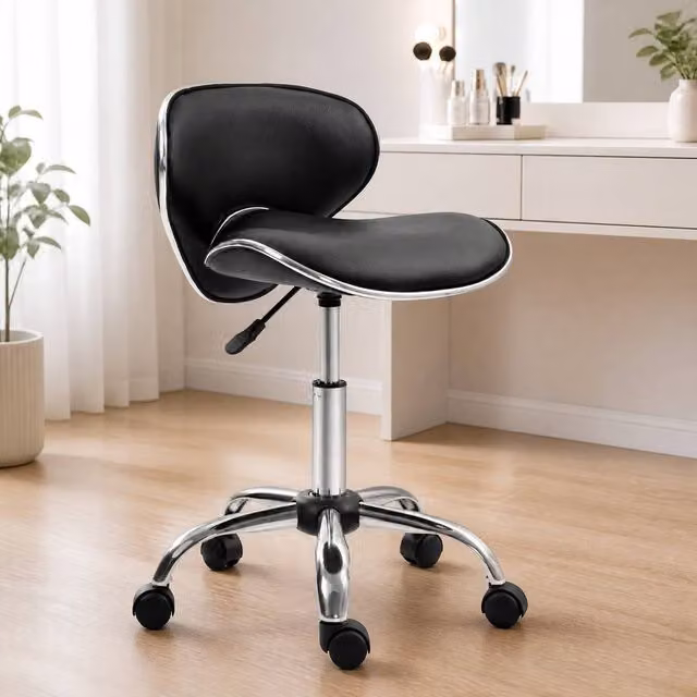 STILVORA Adjustable Height Salon Stool in Black