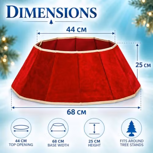 Shatchi Velvet Christmas Tree Skirt in Red and Gold, Diameter: 68 cm – 2