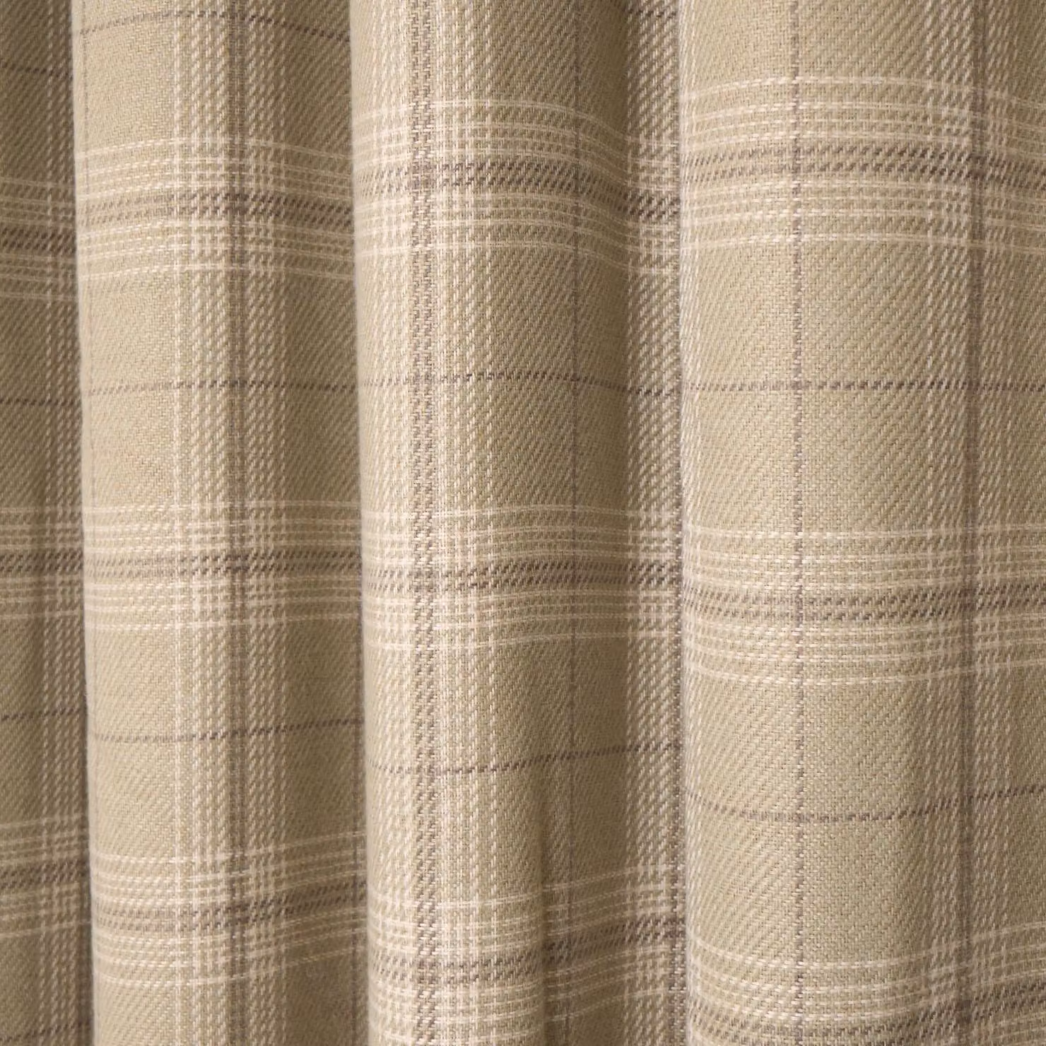 OHS Pair of Woven Check Eyelet Curtains in Green and Beige, Width: 228 cm, Drop: 228 cm – 3