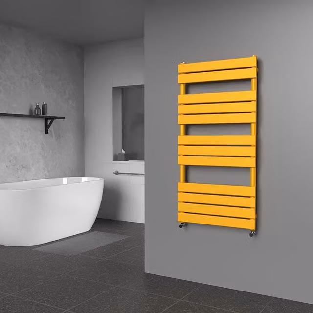 Lux Heat Flat Coloured Towel Radiator in Sunflower Yellow, W: 60 cm, H: 120 cm