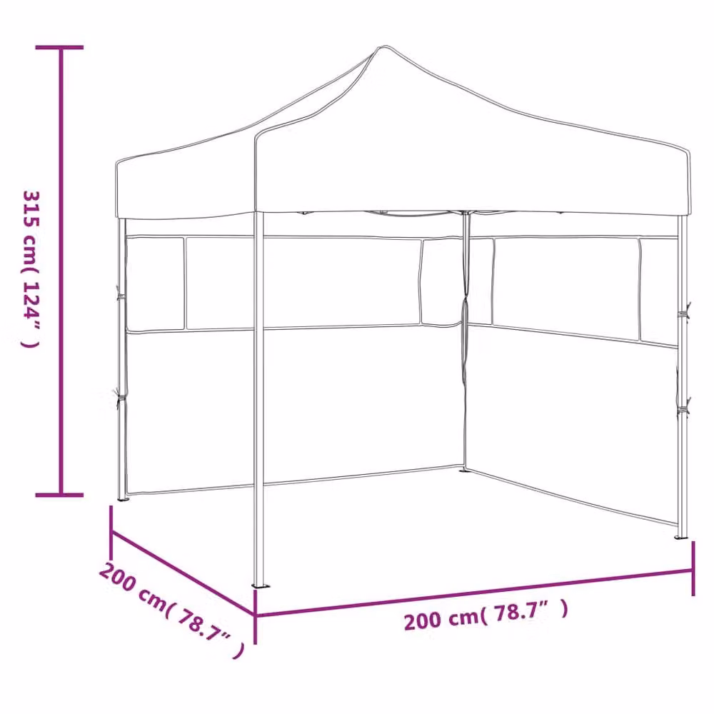 Berkfield Home Professional Folding Party Tent with 2 Sidewalls, W/D/H: 200 x 200 x 315 cm, Steel Blue – 3