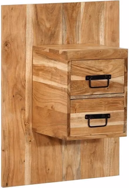 Berkfield Home Brown Acacia Solid Wood Bedside Cabinet W: 60 cm, D: 32 cm, H: 80 cm – 1
