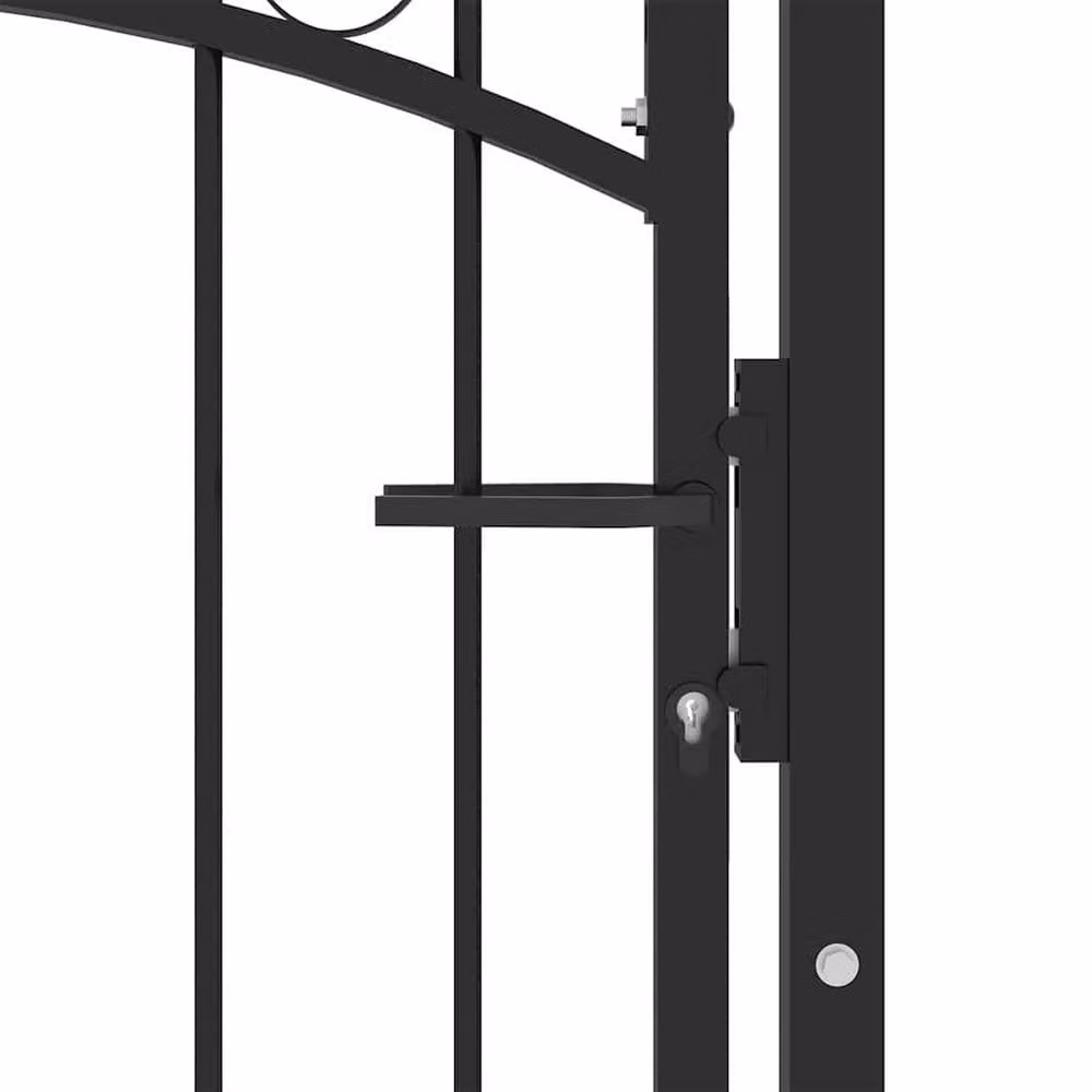 Berkfield Home Black Steel Arched Top Swing Fence Gate W: 100 cm, H: 175 cm – 4