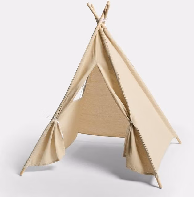 OHS Foldable Kids Play Tent Teepee in Beige