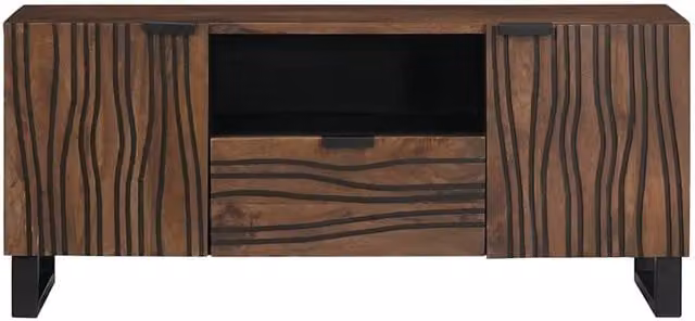 Berkfield Home Brown Solid Mango Wood TV Cabinet, W: 105 cm, D: 33.5 cm, H: 46 cm – 1