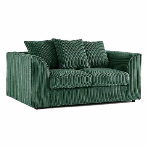 SOFASELECTION UK 2 Seater Scatter Back Sofa in Green Cord Fabric with Removable Covers, W/D/H: 155 x 87 x 75 cm