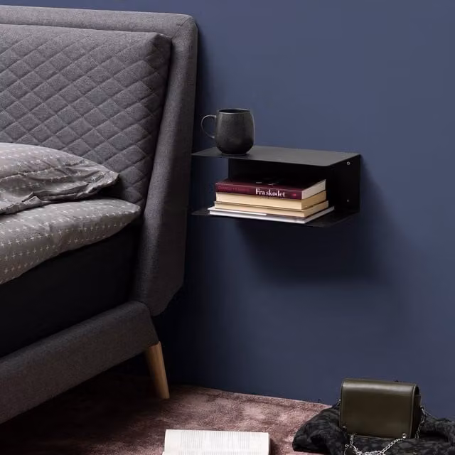 Furniture To Go Joliet Industrial Wall Mounted Metal Shelf in Matt Black