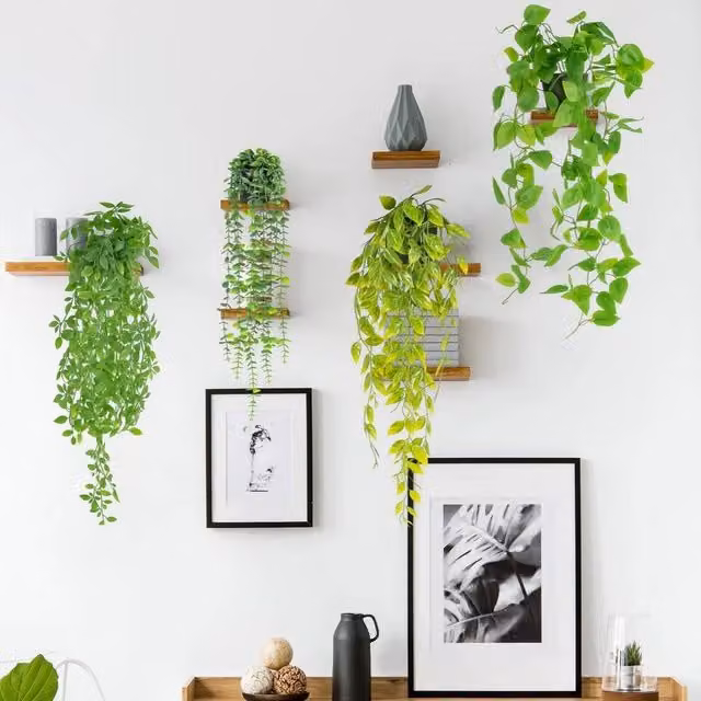 EONLION 4-Piece Set of Artificial Green Hanging Ivy Vines with Pots, 100 cm – 1