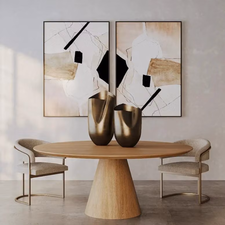 Tommy Franks Round Ash Oak Dining Table in Beige, Diameter: 180 cm, Height: 75 cm