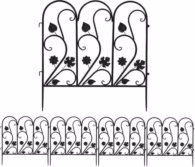 FLAVORA 5-Piece Metal Garden Trellis Plant Support in Black, H 100 cm x W 15 cm