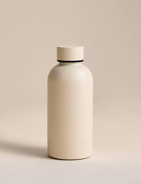 M&S Vacuum Insulated Stainless Steel Water Bottle, 350ml, Beige
