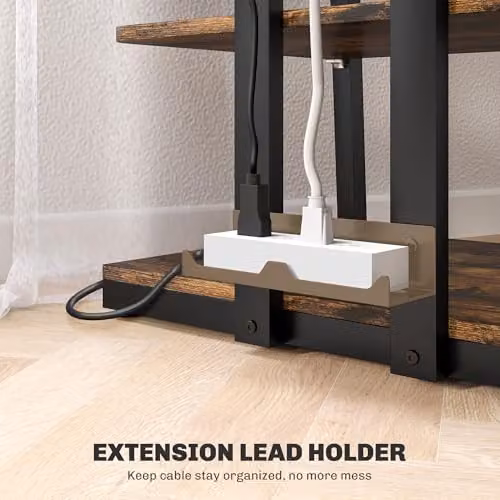 HOMCOM 4-Tier HiFi Stand Media Storage Shelf in Rustic Brown – 6