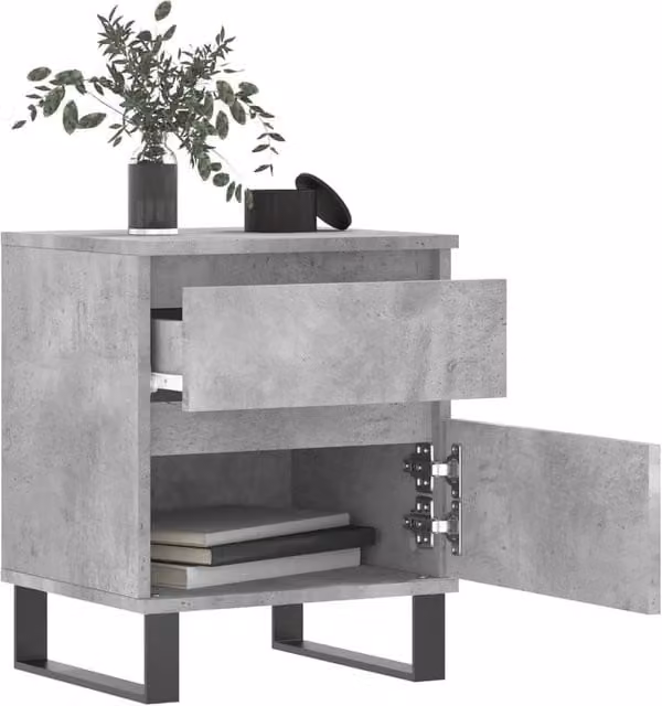 Berkfield Home Modern Bedside Cabinet in Concrete Grey, W/D/H: 40 x 35 x 50 cm – 1