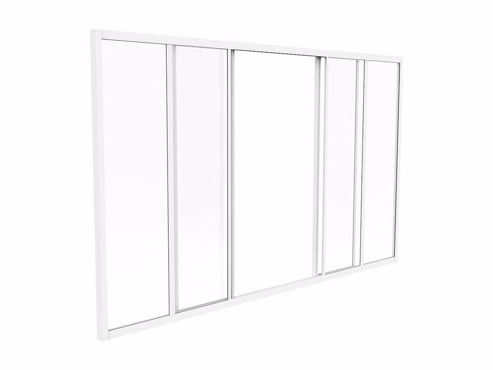 Vente-unique Ravena Industrial Sliding Glass Partition, White, W/H: 180 x 105 cm – 1