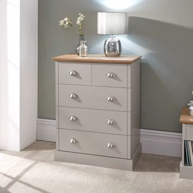 GFW Kendal Grey 5 Drawer Chest of Drawers
