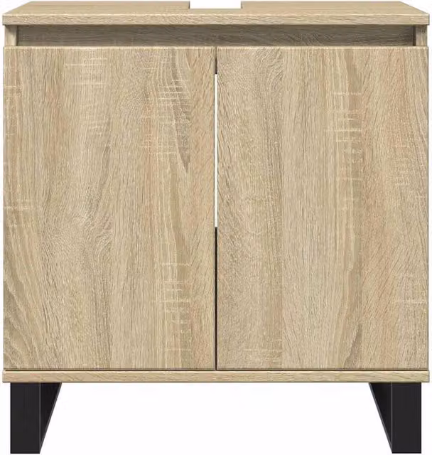Berkfield Home Durable Sonoma Oak Bathroom Cabinet in Beige, W/D/H: 58 x 33 x 60 cm
