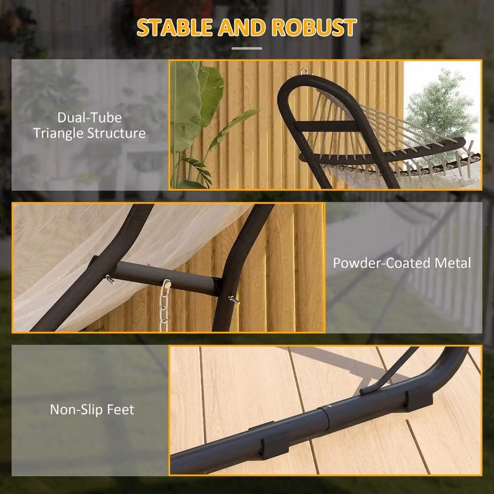 NESTLUNE Adjustable 9ft Hammock Stand with Non-Slip Feet in Black – 4