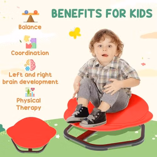 AIYAPLAY Planet-Shaped Sensory Spinning Swivel Chair for Kids in Red and Orange – 4