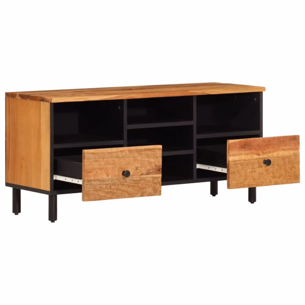Berkfield Home Industrial Acacia Wood TV Cabinet in Brown, W/D/H: 100 x 33 x 46 cm – 4