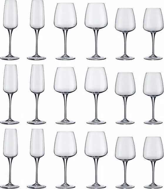 Bormioli Rocco Aurum 18 Piece Clear Glass Wine Glass Set