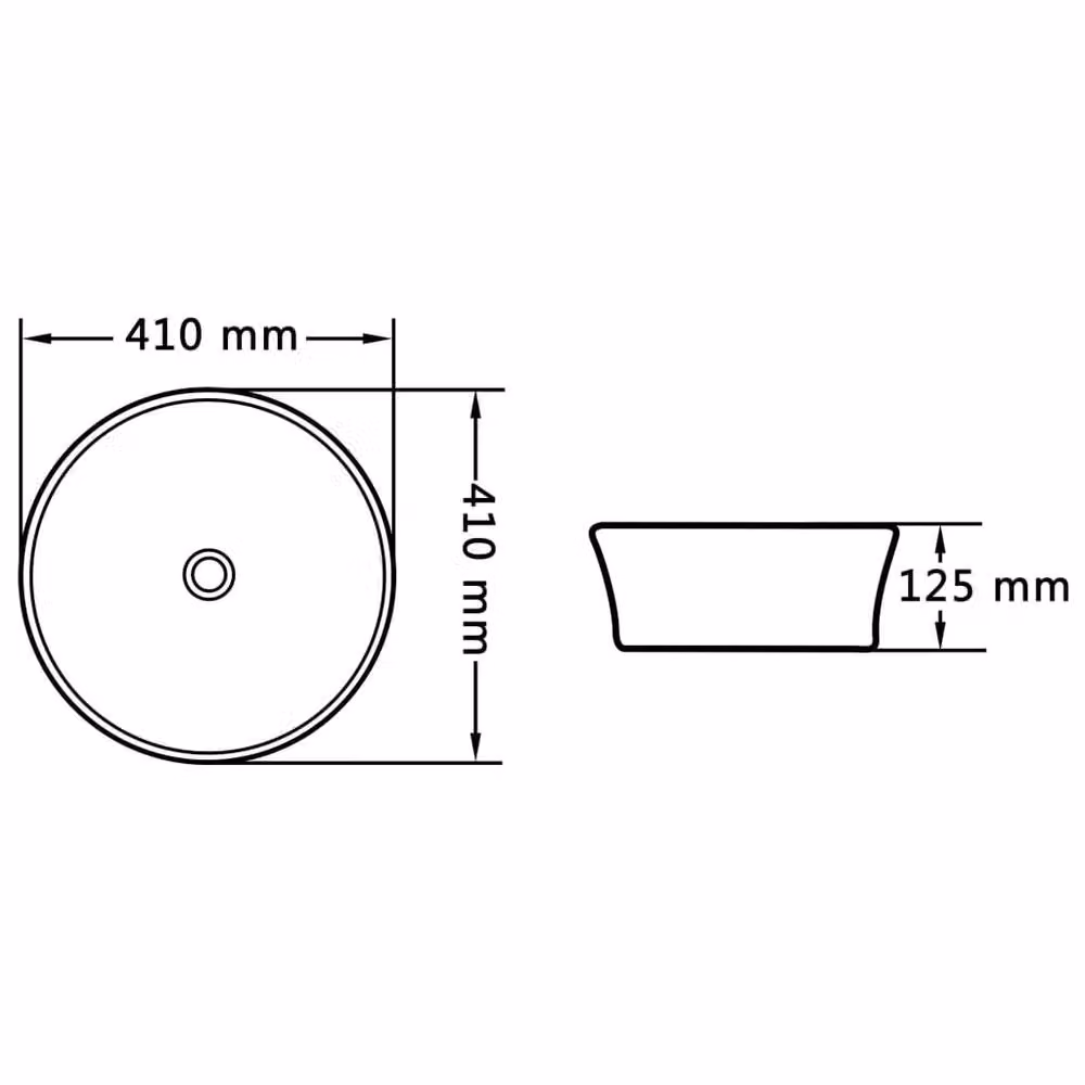 Berkfield Home Round Ceramic Countertop Wash Basin, Black, W: 41 cm, D: 12.5 cm, H: 12.5 cm – 4