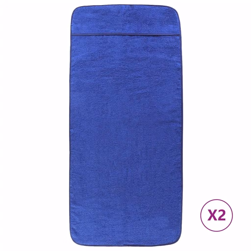 Berkfield Home Set of 2 Quick-Drying Fluffy Beach Towels, Royal Blue, W: 75 cm, L: 200 cm, 400 GSM – 2