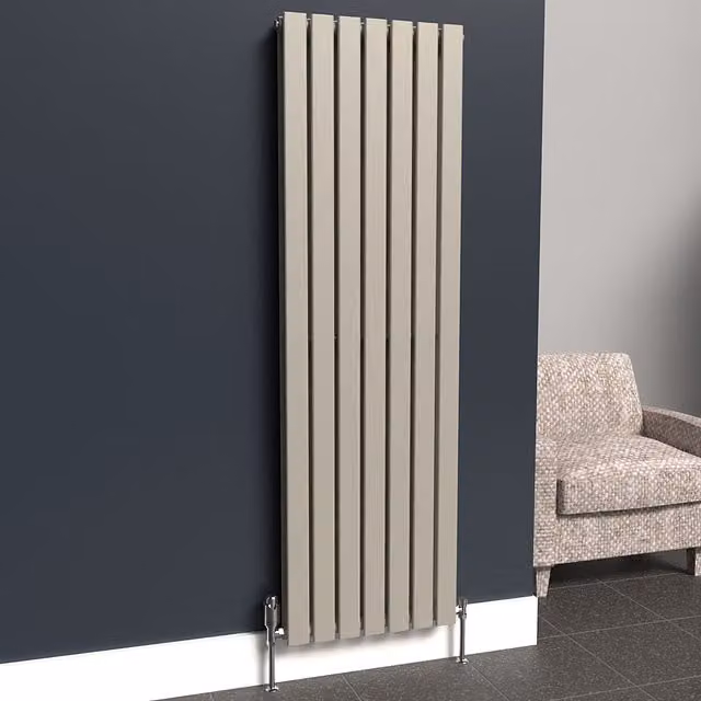 Lux Heat Flat Coloured Vertical Radiator in Dune Grey, H 160 cm x W 49 cm
