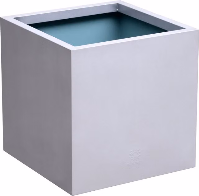 Primrose Silver Galvanised Steel Cube Planter Pot 40cm – 4