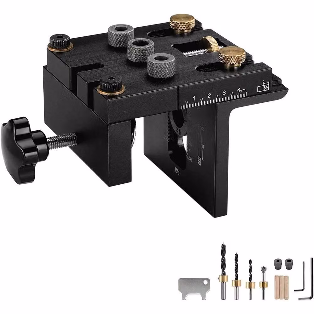 FLAVORA 3 in 1 Woodworking Dowel Jig Drill Guide and Pocket Hole Kit in Black – 2