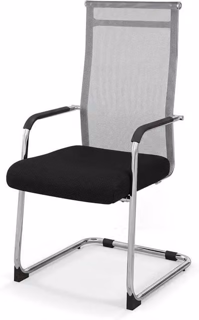 Gymax Set of 2 Grey Fabric Meeting Room Conference and Office Guest Chairs with Armrests