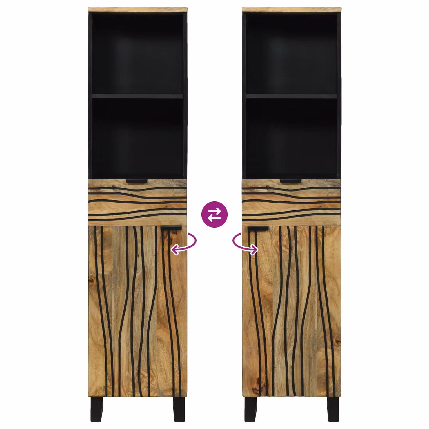 Berkfield Home Solid Mango Wood Bathroom Cabinet in Beige, W/D/H: 38 x 33.5 x 160 cm – 5