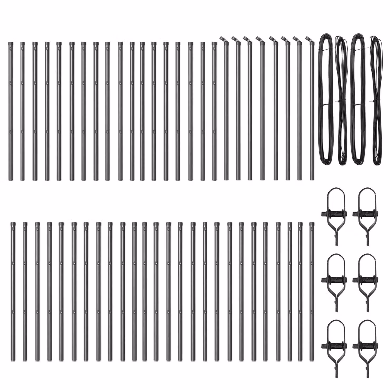 Berkfield Home 52 Piece Grey Galvanised Steel Round Fence Posts, H: 100 cm, Diameter: 32 mm – 2