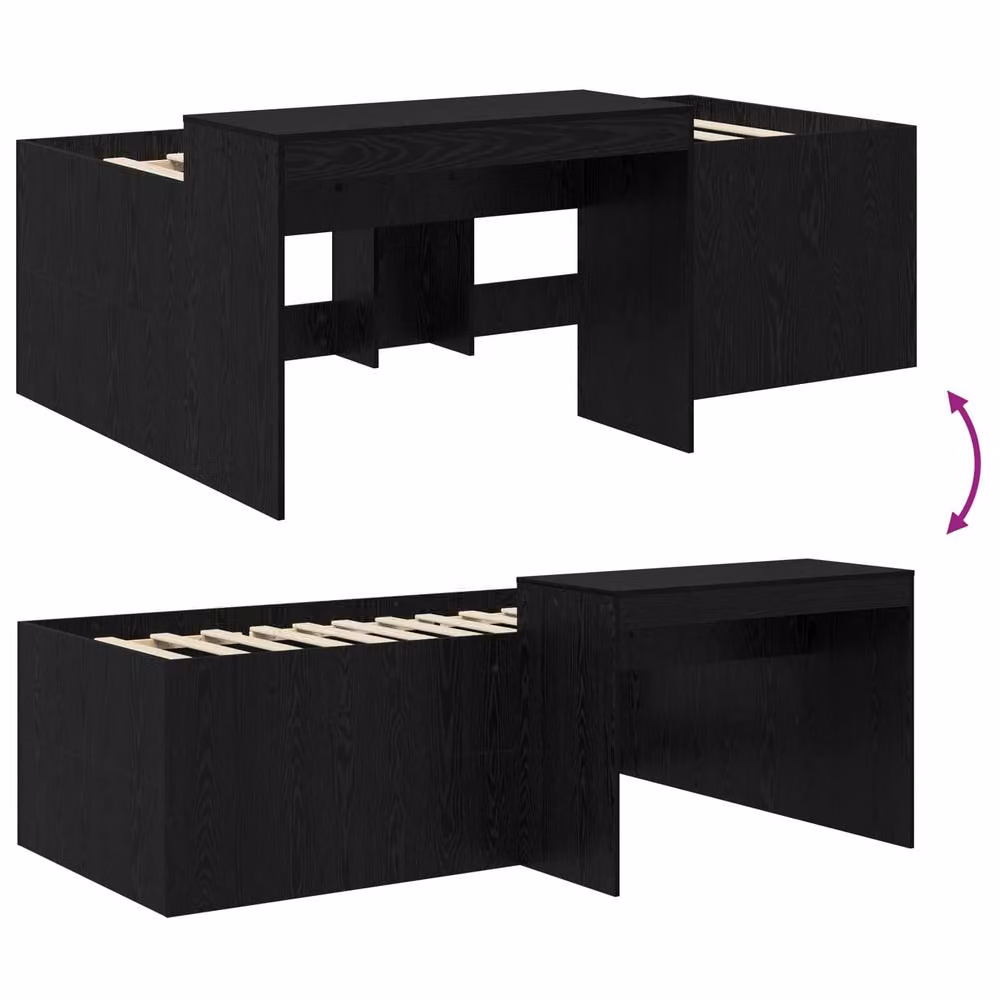 Berkfield Home Kids High Bed Frame with Desk in Black, H 98.5 x W 100 x D 200 cm – 6