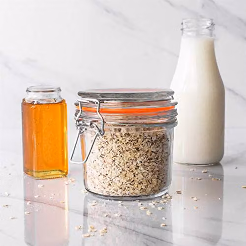 Argon Tableware Set of 6 Transparent Glass Storage Jars with Airtight Stainless Steel Clip Lids and Silicone Seals, 350ml – 2