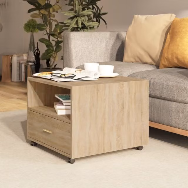 Berkfield Home Sonoma Oak Coffee Table in Brown, W/D/H: 55 x 55 x 40 cm – 1