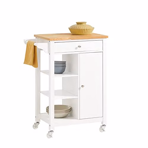 SoBuy White Kitchen Serving and Storage Trolley Cart, W: 68 cm, D: 40 cm, H: 86 cm – 1