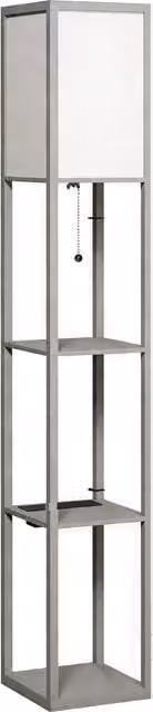 HOMCOM Modern Grey Floor Lamp with 3-Layer Shelves and LED Bulb
