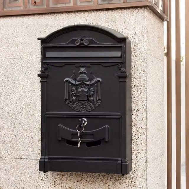 EONLION Black Aluminium Wall Mounted Large Letter Post Box, W/D/H: 41.0 x 25.5 x 41.0 cm – 1