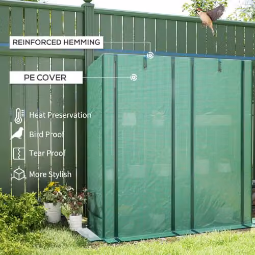 Outsunny 3 Tier Lean-to Mini Pent Greenhouse in Green, W/D/H: 144 x 48 x 152 cm – 3