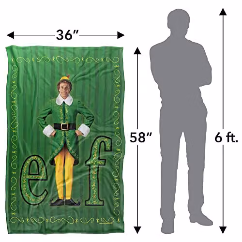 Warner Bros. Elf Buddy The Elf Logo Super Soft Fleece Throw Blanket, Multicolour, W: 91 cm, D: 147 cm – 4