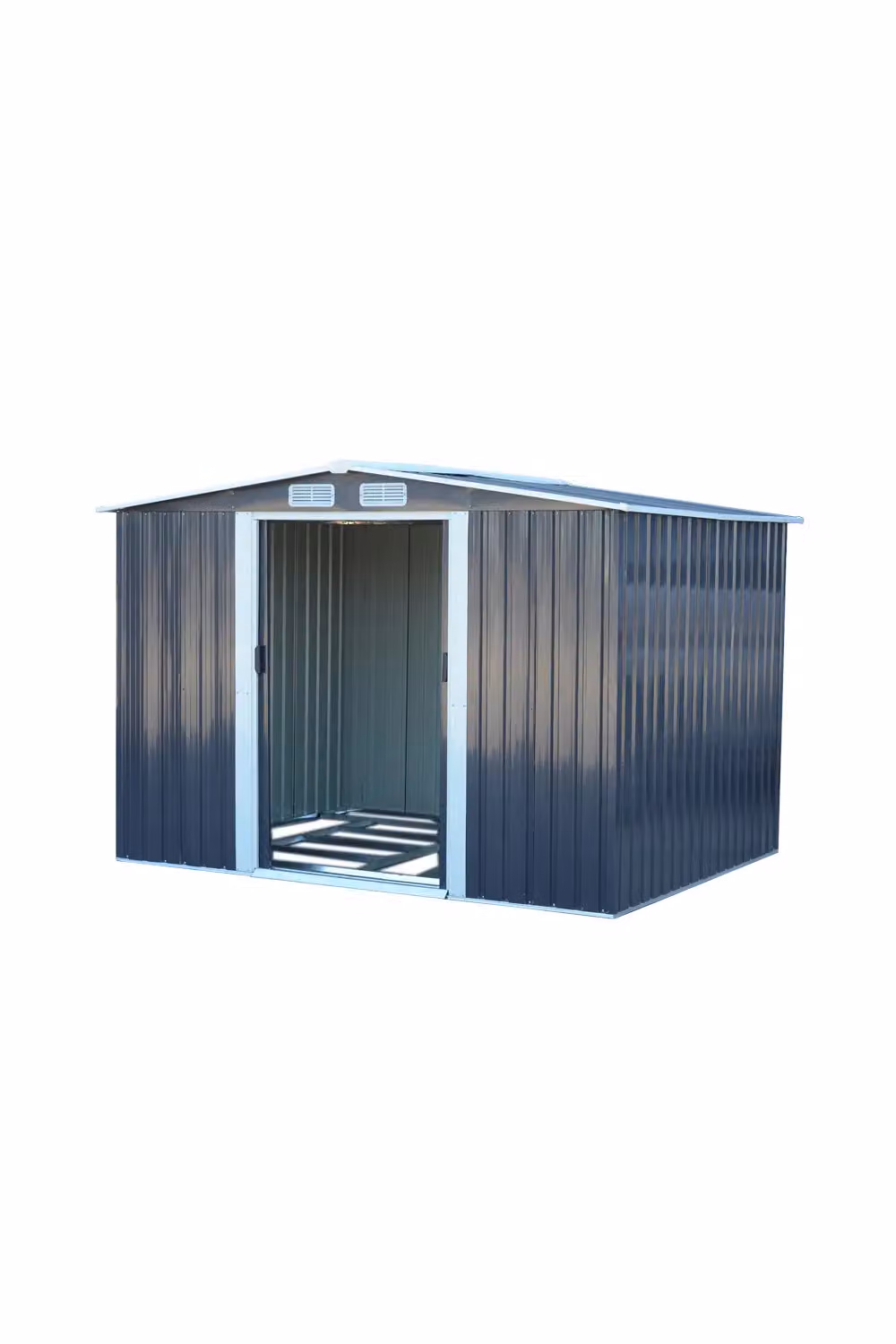 H&O Direct Large Metal Garden Tool Storage Shed in Black, W/D/H: 312 x 257 x 178 cm – 2