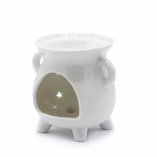 Serenityy Cauldron Moon Phase Ceramic Oil Burner in White