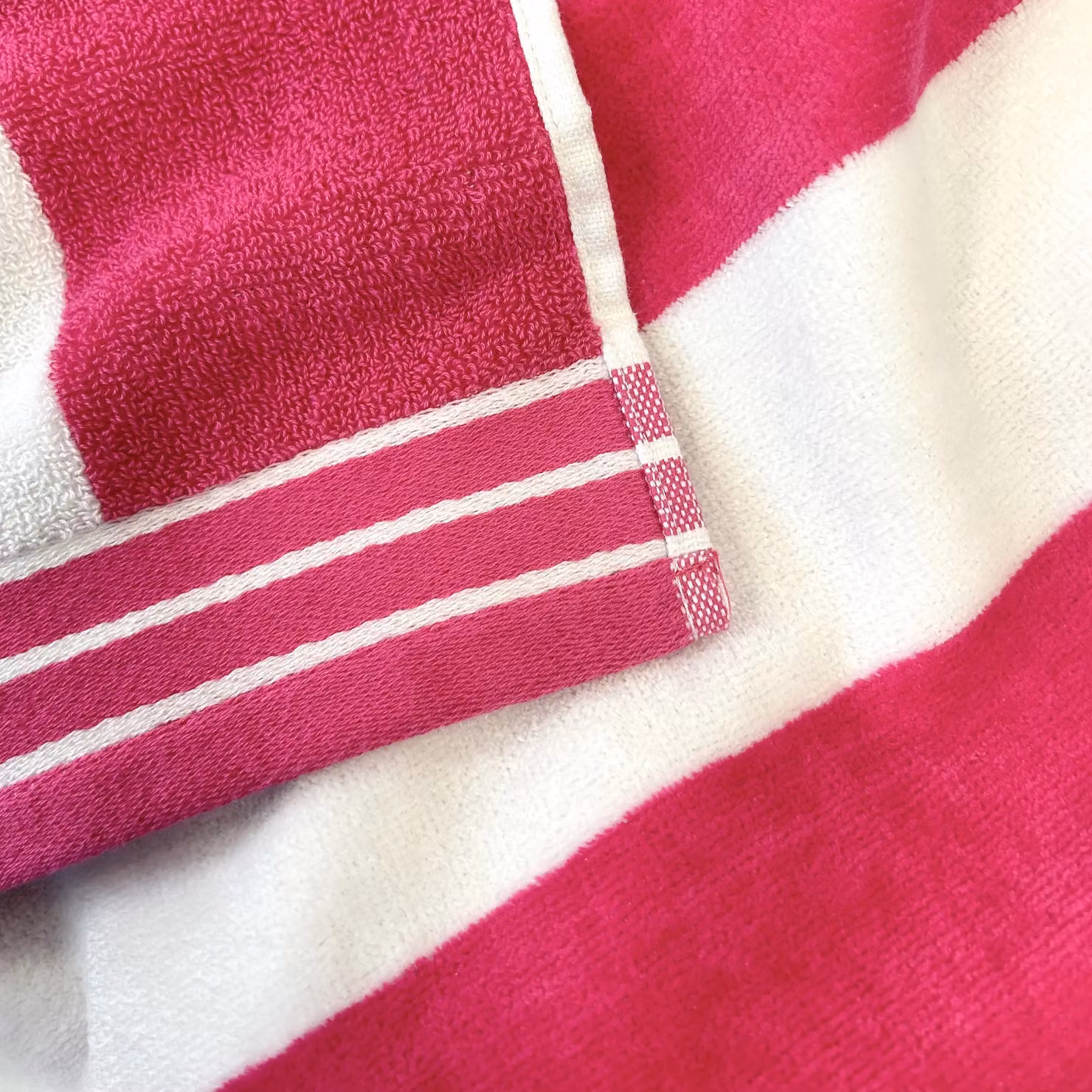 Allure Bath Fashions Jumbo Cabana Stripe Beach Towel in Pink, 100% Cotton Terrycloth – 3
