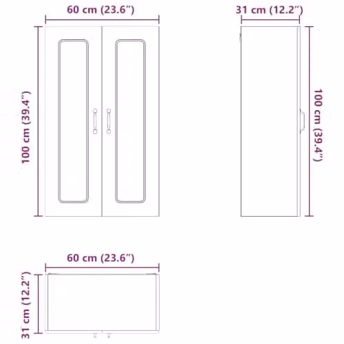 vidaXL Kalmar Dishwasher Panel High Gloss White W: 60 cm, D: 31 cm, H: 100 cm