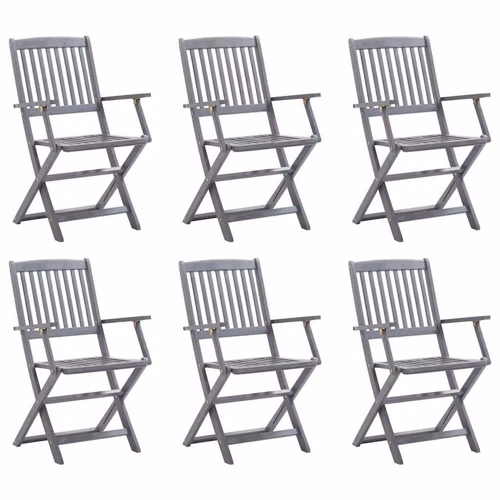 Berkfield Home Set of 6 Durable Folding Outdoor Acacia Wood Chairs in Grey – 2