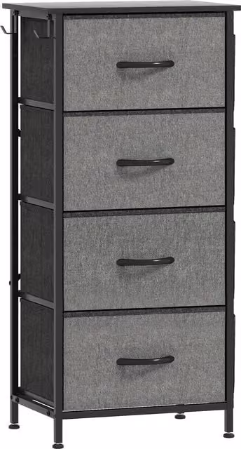 HOMCOM Chest of Four Fabric Drawers in Charcoal Grey – 1