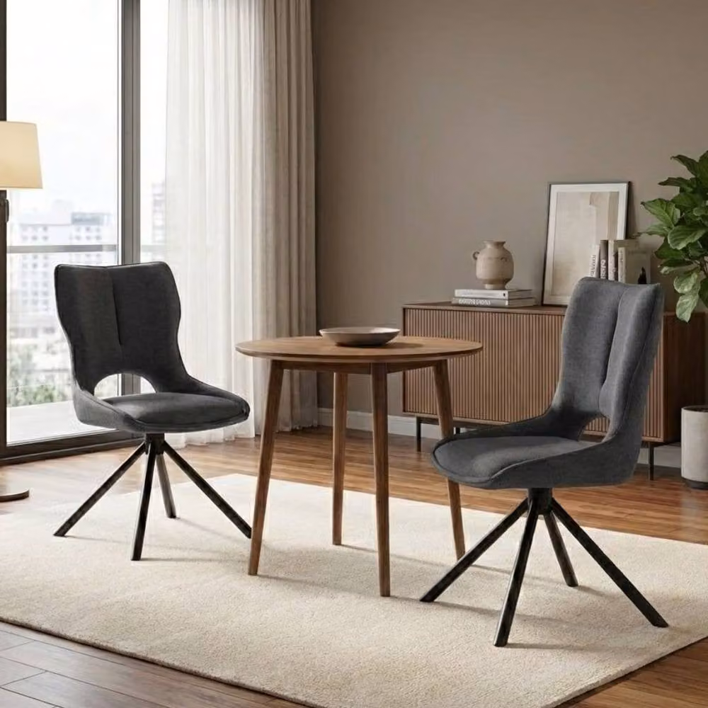 Home Luxe Interior Roseland 360 Swivel Dining Chairs, Set of 2, Grey Fabric – 4